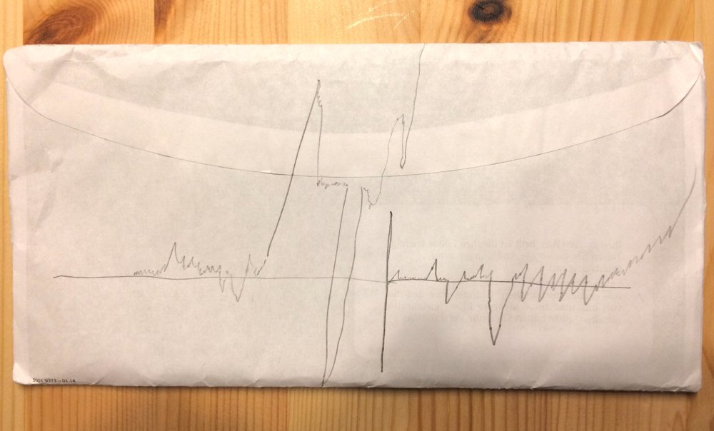 Line chart written on an envelope