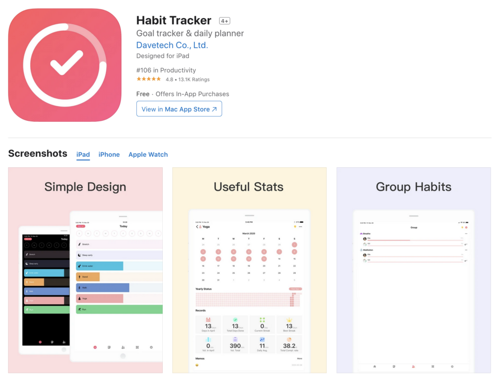 Don't Break the Chain 3 Screenshot of Habit Tracker app by Davetech Co., Ltd.