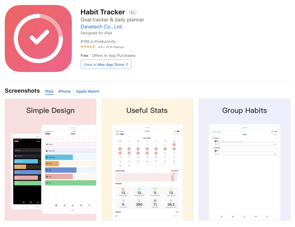 Screenshot of Habit Tracker app by Davetech Co., Ltd.